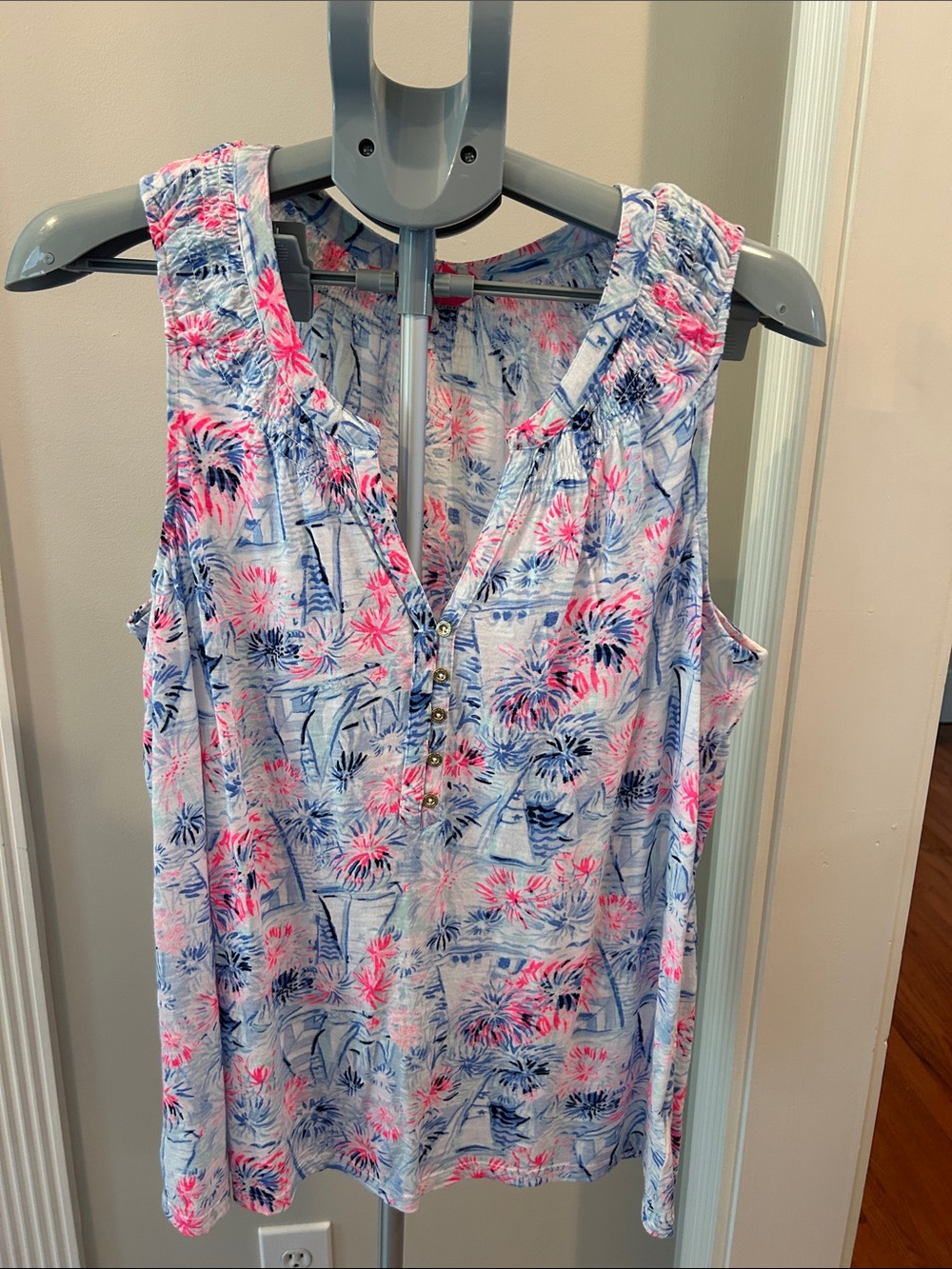Lilly Pulitzer Pink & Blue Floral Sleeveless Essie Tank